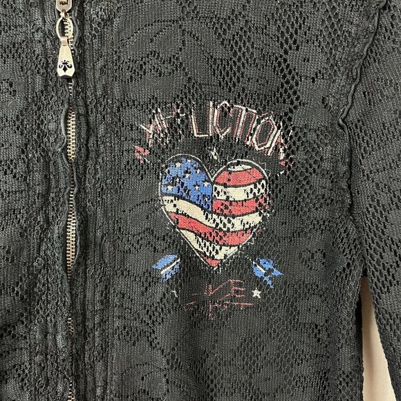 Affliction Reversible Lace Hoodie Full Zip Women S Metal Y2K Lost Souls American - Picture 7 of 16